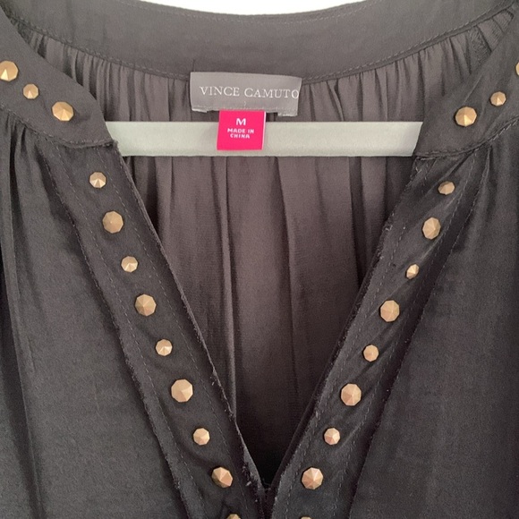 {Vince Camuto} Black Embellished Long Sleeve Blouse - Picture 2 of 6